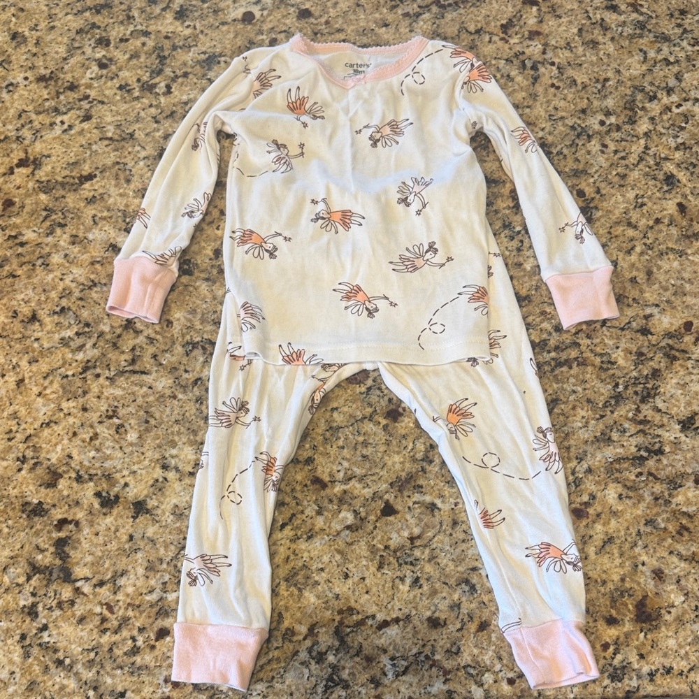 Carter's White Pajama Set with Pink Trim and Peach Floral Print
